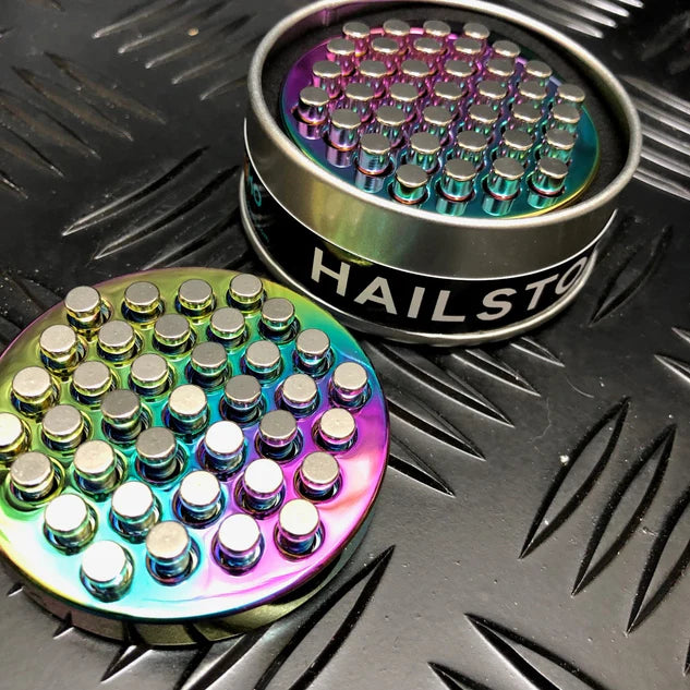 Hailstorm weighted metal fidget tool with 37 stainless steel pins for sensory seeking
