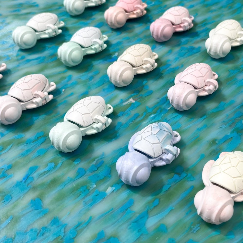 Close up of the Calm Buddi Turtle, a textured sensory fidget tool used as a safe alternative to skin picking and nail biting.