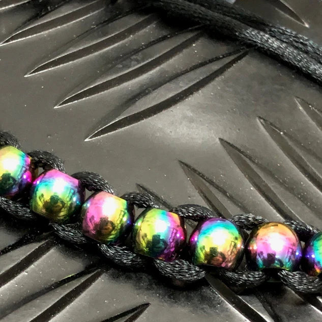 Kaiko Caterpillar Necklace- unisex- Oil Slick beads